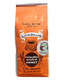 Farine lorraine type 45, sachet de 2kg, produite par le Moulin Arnet (57)