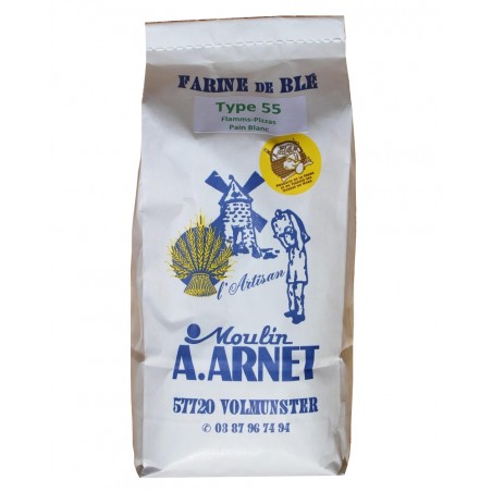 Farine lorraine type 55 2kg, produite par le Moulin Arnet (57)