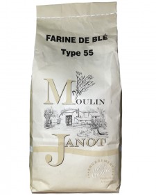 Farine de blé type T55 1kg, produite en Lorraine par le moulin Janot (88)