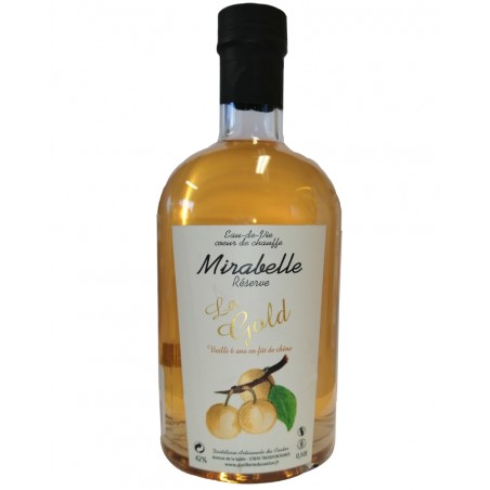 Eau de vie La Gold à la mirabelle de Lorraine, produite par la Distillerie du Castor (57)