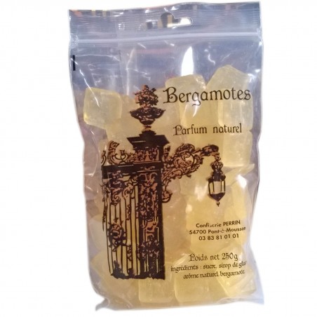 Sachet de bergamotes de Nancy 250g, produites par la confiserie Perrin (Pont-à-Mousson, 54)