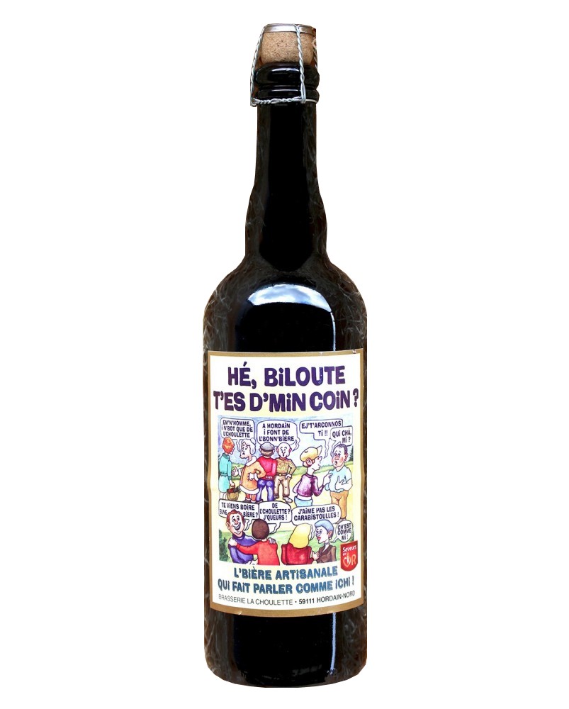 Bière humoristique He Biloute blonde 75cl, produite par la brasserie La Choulette