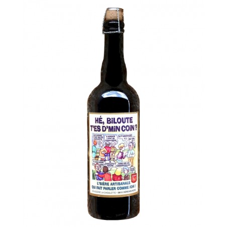 Bière humoristique He Biloute blonde 75cl, produite par la brasserie La Choulette